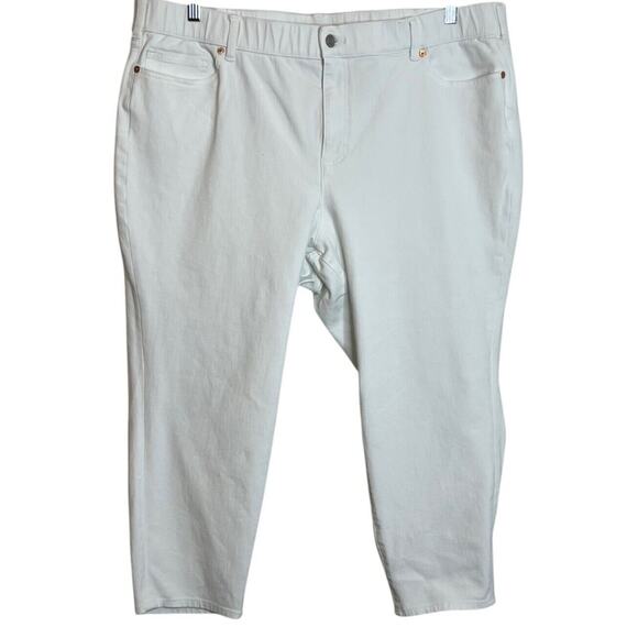 Lands End Womens Cropped White Jeans Size 24W Stretchy 5-Pocket - Picture 1 of 6